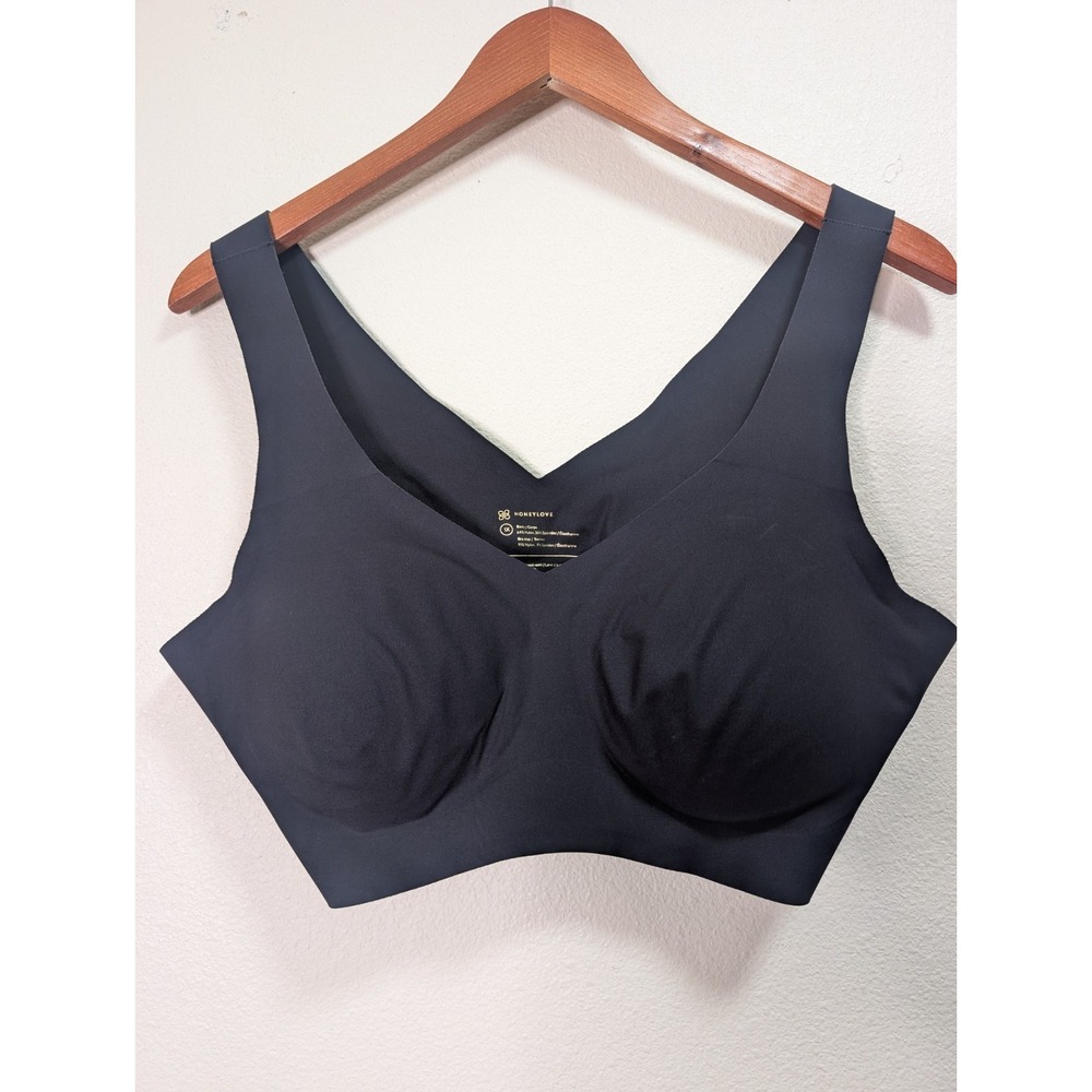Honeylove Bra 1X Black Minimalist Padded Sleek Wirefree Shaping Comfort LWBR0101